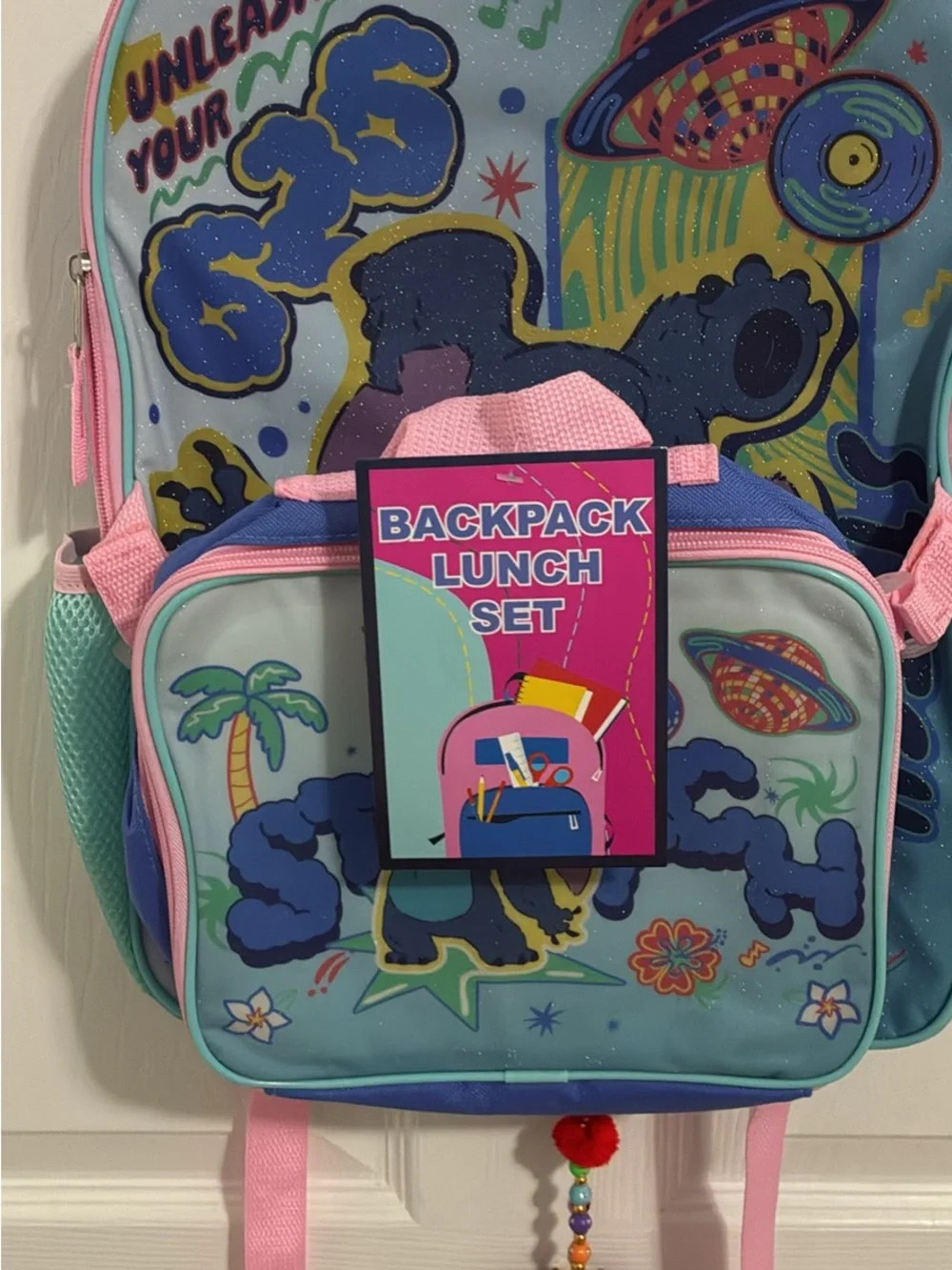 Kids Backpack Lunch Set - Blue & Pink Space Theme